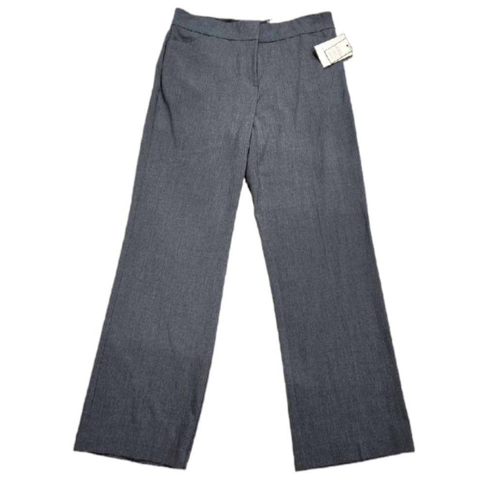 New Dana Buchman Curvy Trouser Gray Straight Leg Dress Pants No Gap Waistband 10